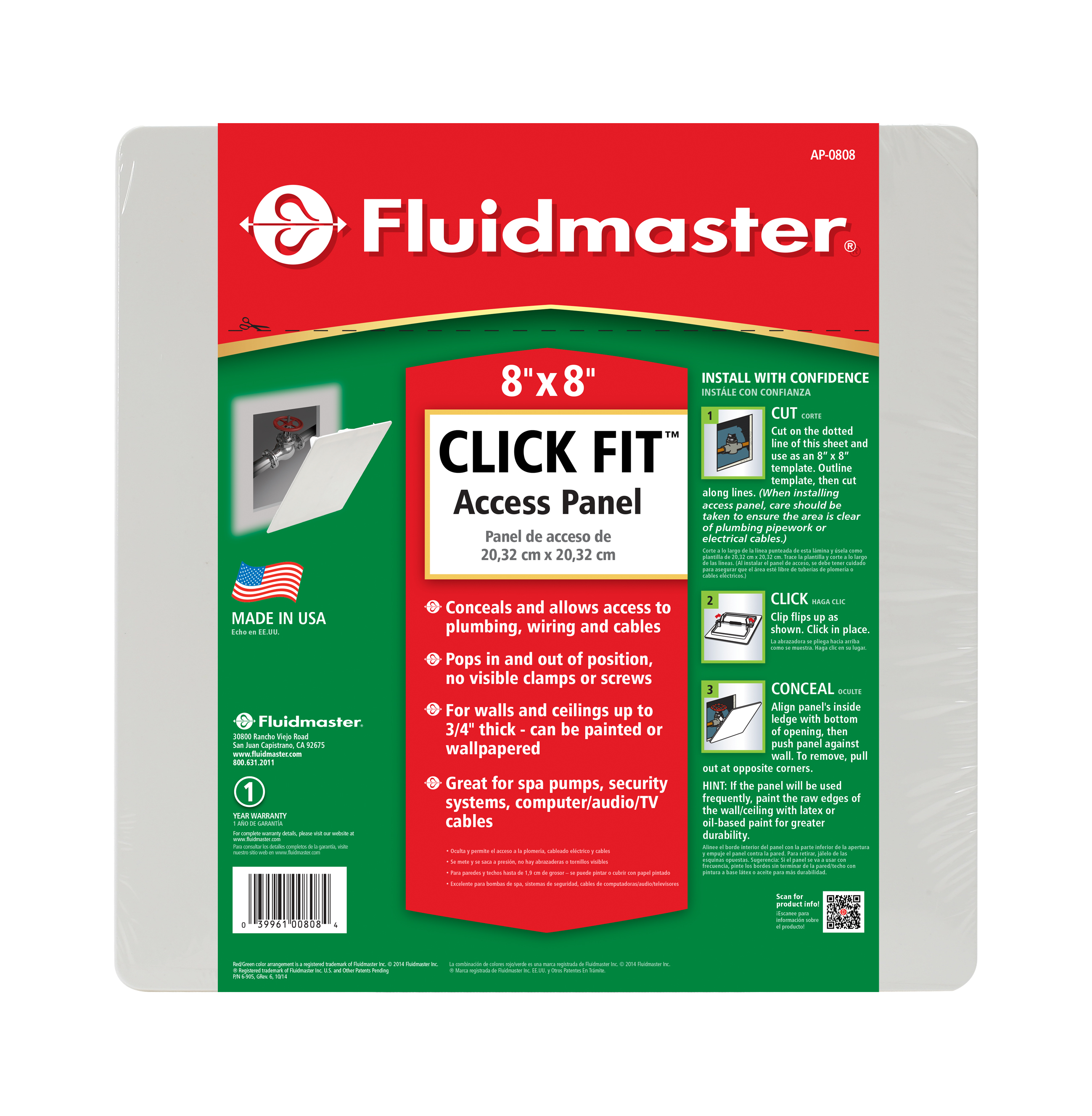 Fluidmaster Ap-0808 Click Fit Access Panel, 8" X 8" 44423