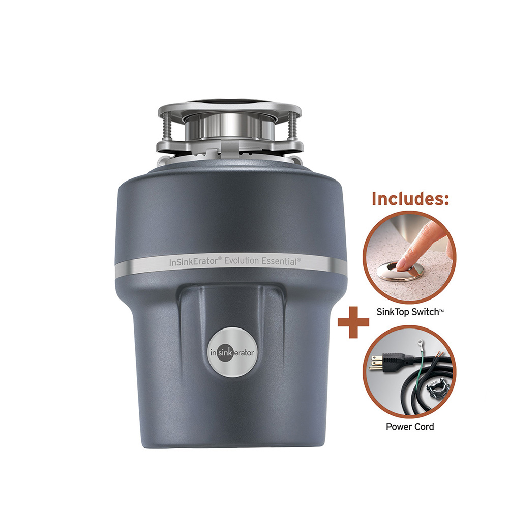 Insinkerator Evolution Essential XTR Garbage Disposal With Cord And Sinktop Switch, 3/4 HP 1950617