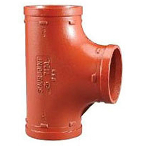 Shurjoint 2 ½" Grooved Orange Painted Ductile Iron Straight Tee 2055859