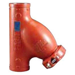 Shurjoint 4" Grooved 1" Drain ⅛" Mesh 300 PSI CWP Ductile Iron Y strainer 2060103