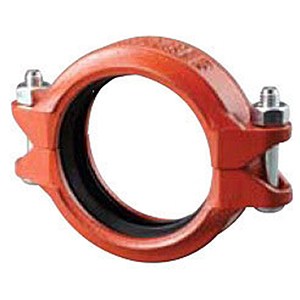 Shurjoint 4" Grooved CWP Orange Painted Ductile Iron Flexible Standard Straight Coupling With EPDM Gasket Lead Free 2111512