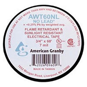 American Granby 2" x 60' x 7 Mil Lead free Black Vinyl Electrical And Pipe Wrap Tape (48 Per Carton) 1932031