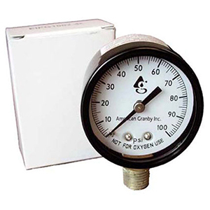 American Granby 1/4" MPT, 2" Dial, 0 To 100 PSI, Lead-free, Steel Case, Lower Connection, Pressure Gauge 1486294