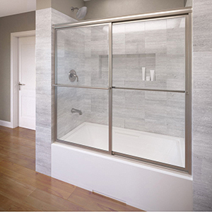 Basco 60" X 58-1/2", 3/16" Tempered Glass, Silver, In-line, Sliding, Bypass, Deluxe Framed, Shower Door 4199