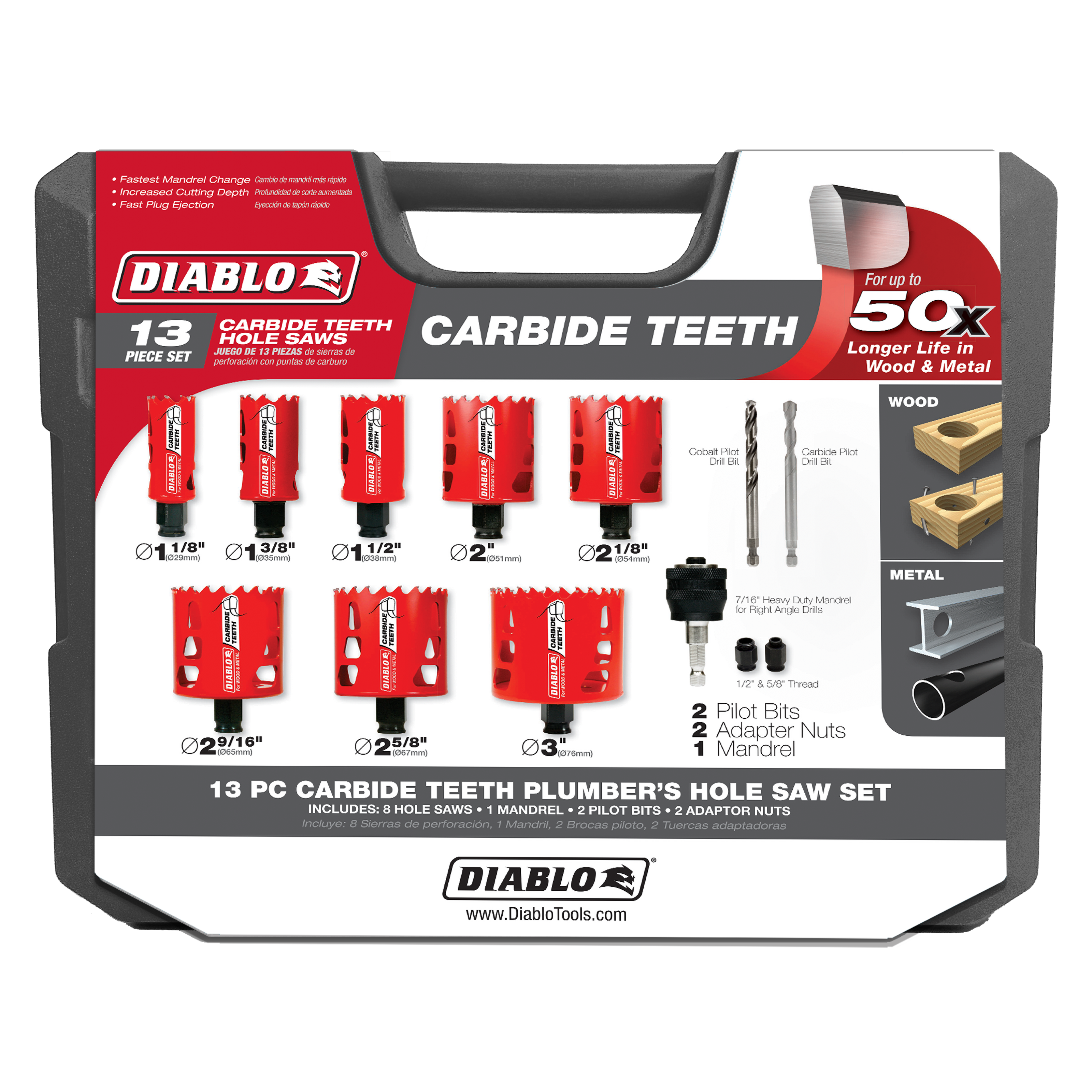 Diablo 13 Piece Carbide Plumbers Hole Saw Set 2193179