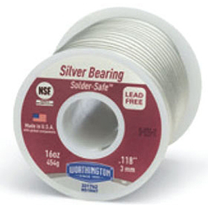 Harris Products Silver Bearing Alloy Solder (1 LB Spool) 0.118" Diameter, Lead-Free, 6600 PSI Tensile Strength, Tin, Copper, Silver 20346
