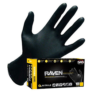 SAS Safety Disposable Gloves (100 Per Box) X-Large, 6 Mil Thick, Black, Powder-Free Exam Grade Nitrile, Extra Strength 2104451