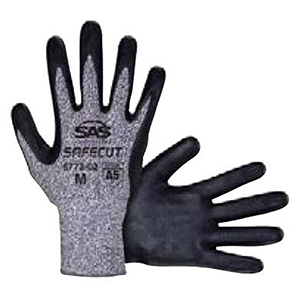 SAS Safety Cut Resistant Gloves X-Large, Black, Nitrile Palm, HPPE, Knit Cuff 2104444