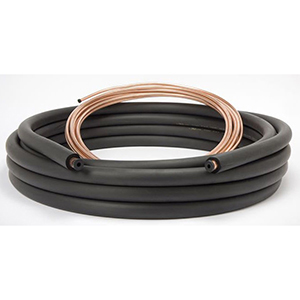 3/8" Liquid, 1-1/8" Suction, 25' L, 700 PSI, 1/2" Thick Black Elastomeric Insulation, Annealed Copper, Standard, Tubing Line Set 1471022